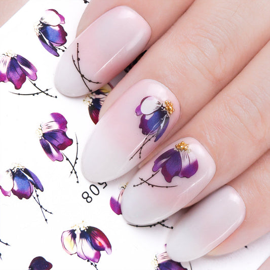 1pcs Nail Sticker Butterfly Flower Water Transfer Decal Sliders